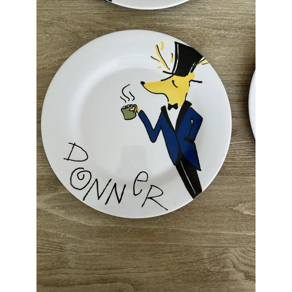 Pottery Barn Kids Santa's Reindeer Melamine Plates Set  Comet Cupid Donner Blitz